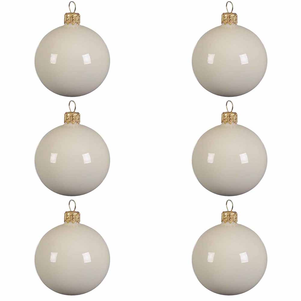 Confezione di 6 palline di Natale in vetro bianco lana smaltato 7cm 1