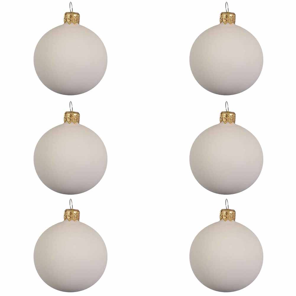 Confezione di 6 palline di Natale in vetro bianco lana opaco 7cm 1