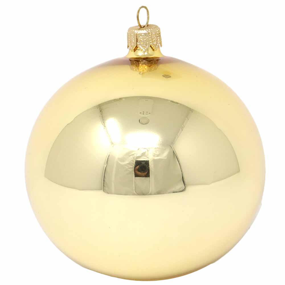 Confezione di 6 palline di Natale in vetro oro lucido 8cm 2