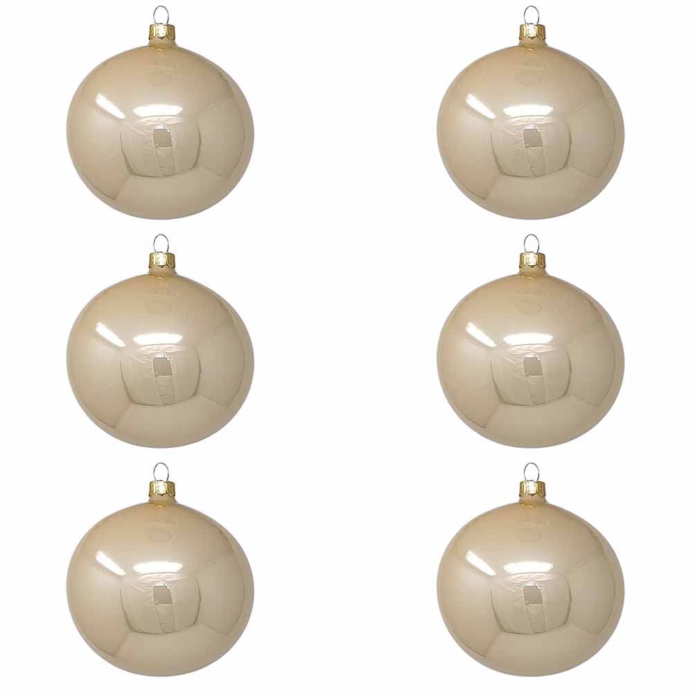 Confezione di 6 palline di Natale in vetro perla smaltato 8cm 1