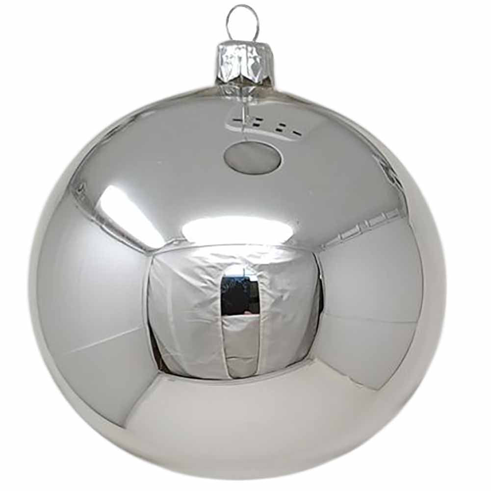 Confezione di 6 palline di Natale in vetro argento lucido 8cm 2