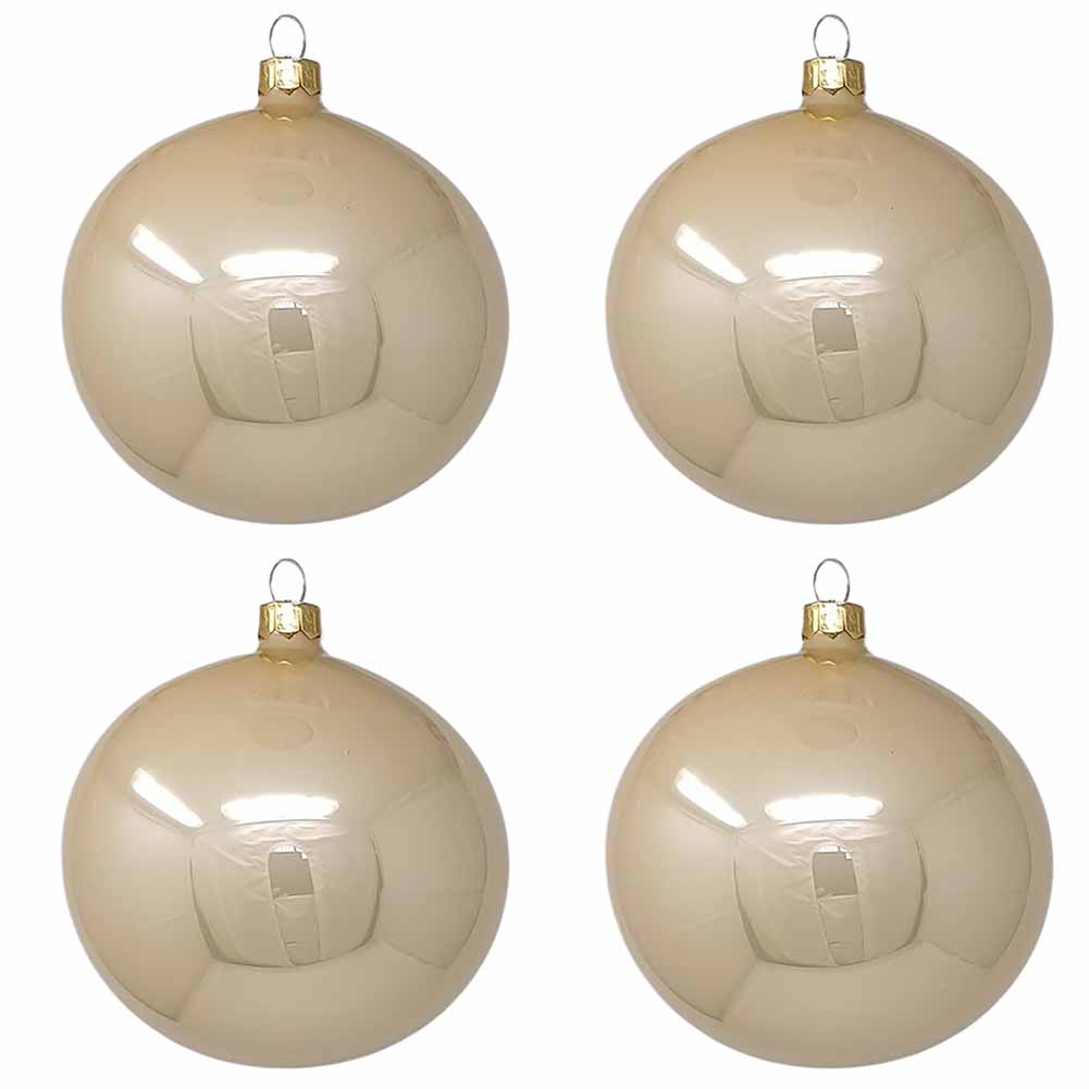 Confezione di 4 palline di Natale in vetro perla smaltato 10cm 1