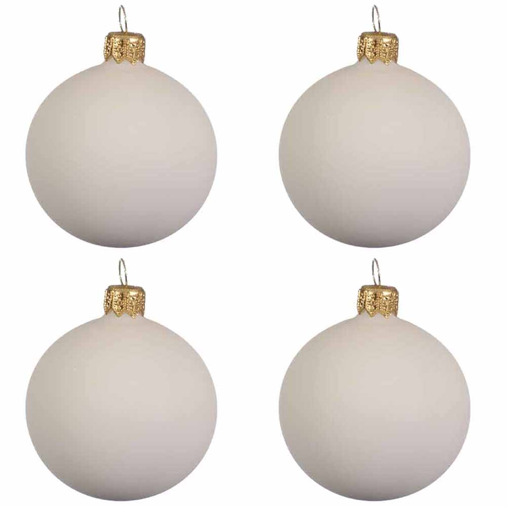 Confezione di 4 palline di Natale in vetro bianco lana opaco 10cm 1