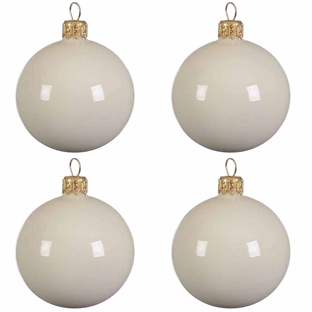 Confezione di 4 palline di Natale in vetro bianco lana smaltato 10cm 1