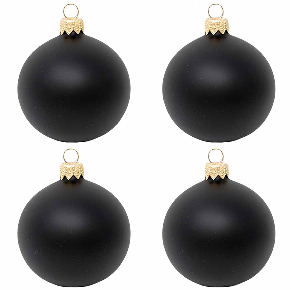 Confezione di 4 palline di Natale in vetro nero opaco 10cm 1