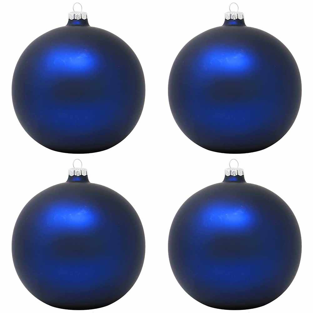 Confezione di 4 palline di Natale in vetro blu notte opaco 10cm 1