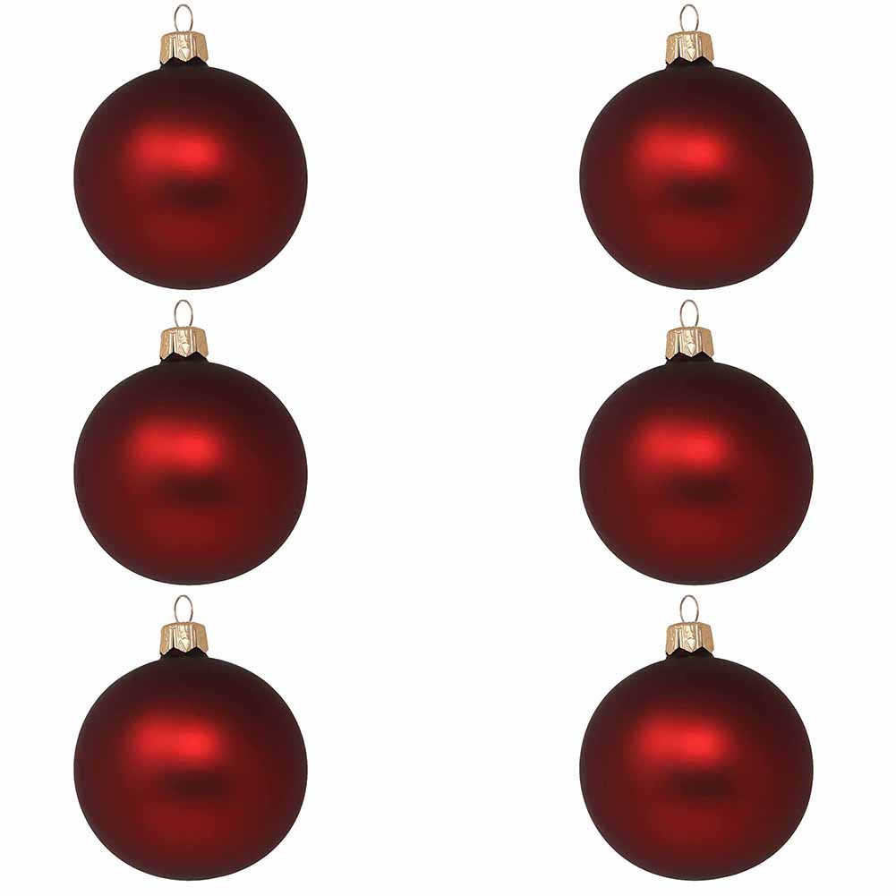 Confezione di 6 palline di Natale in vetro bordeaux opaco 7cm 1