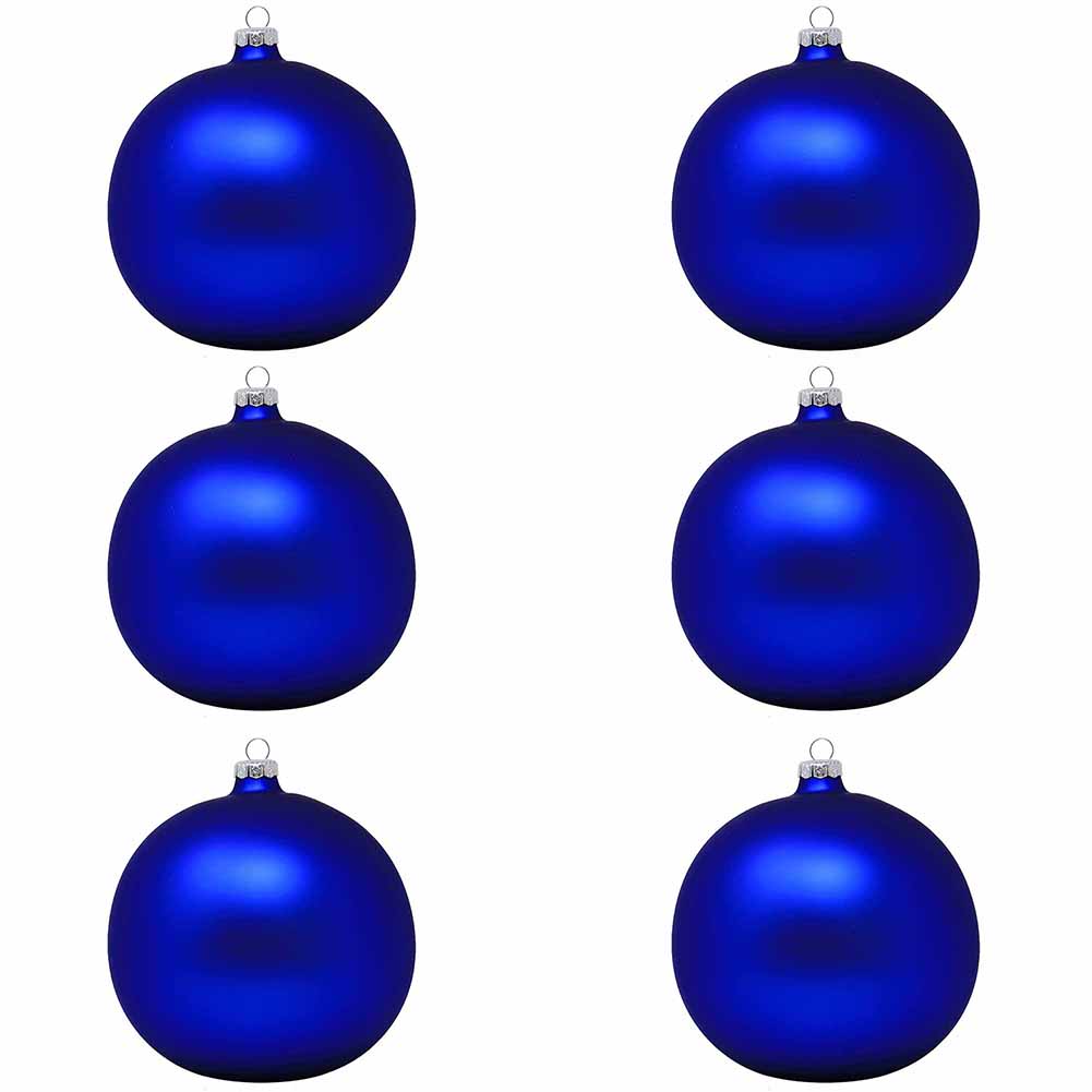 Confezione di 6 palline di Natale in vetro blu America opaco 7cm 1