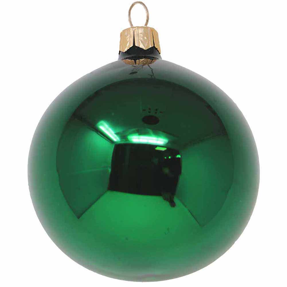 Confezione di 6 palline di Natale in vetro verde agrifoglio lucido 6cm 2