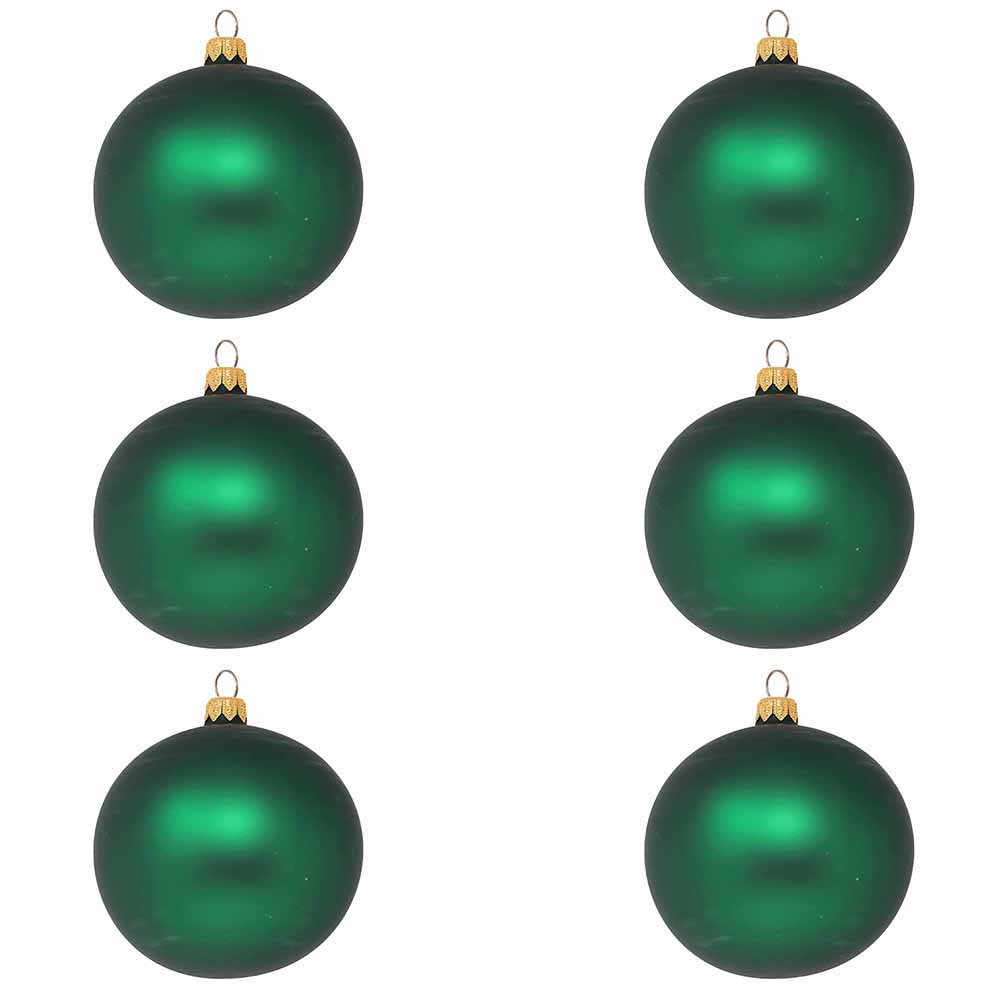 Confezione di 6 palline di Natale in vetro verde agrifoglio opaco 7cm 1