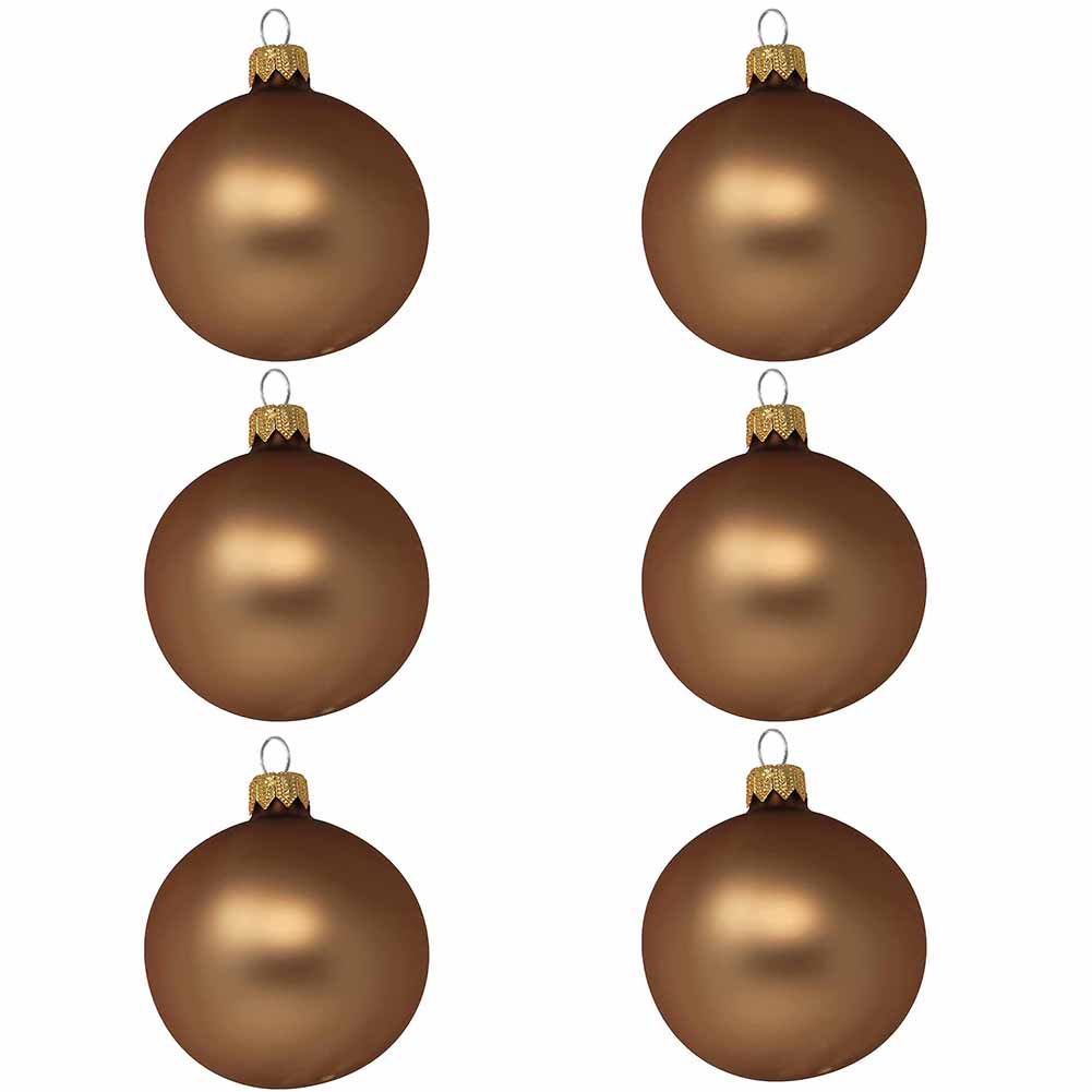 Confezione di 6 palline di Natale in vetro cammello opaco 7cm 1