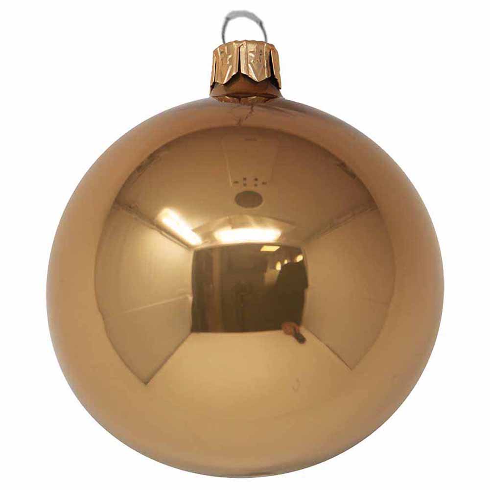 Confezione di 6 palline di Natale in vetro cammello smaltato 7cm 2