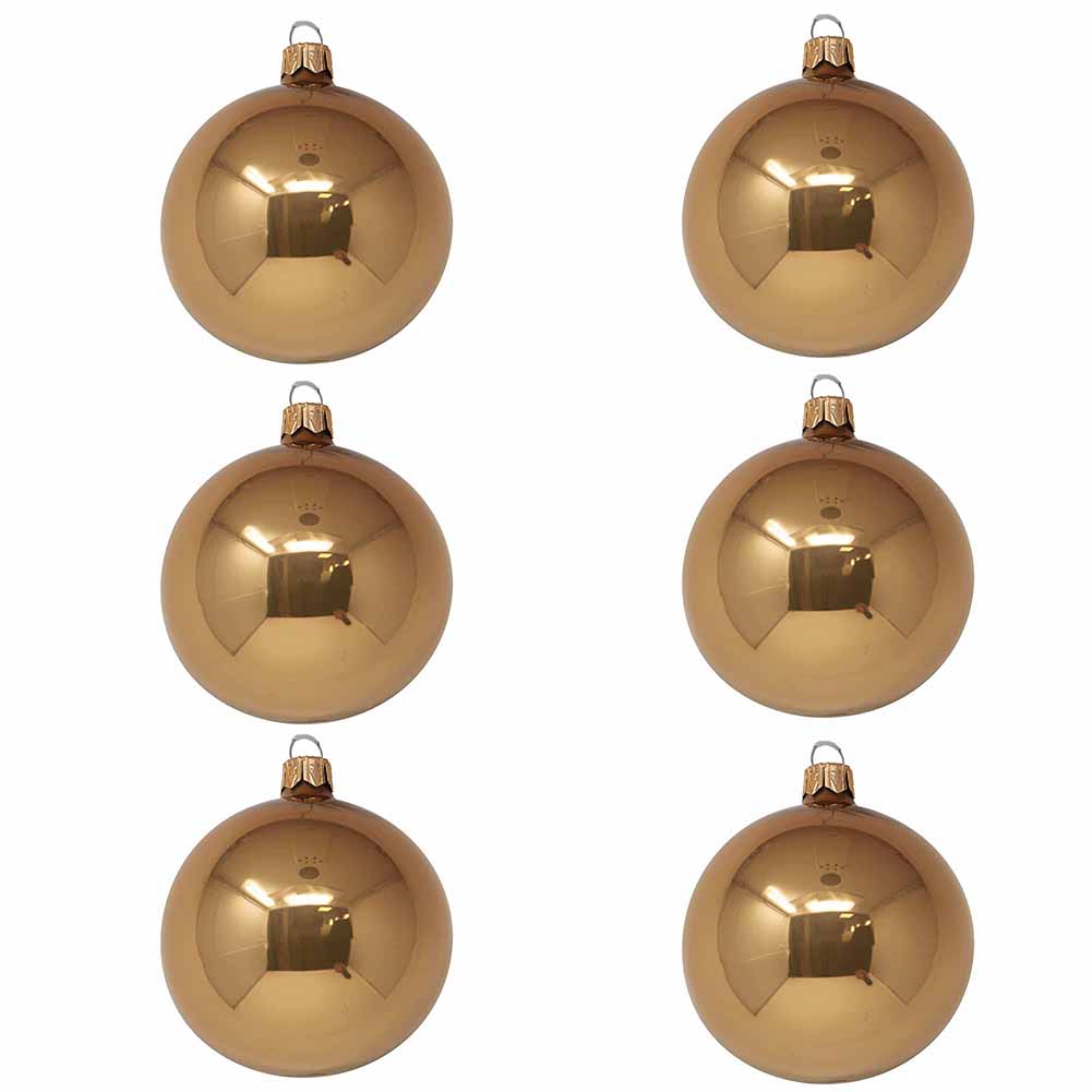 Confezione di 6 palline di Natale in vetro cammello smaltato 8cm 1