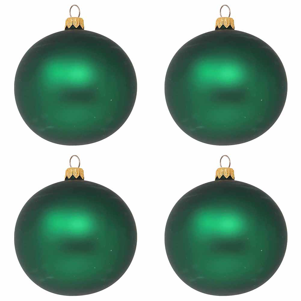 Confezione di 4 palline di Natale in vetro verde agrifoglio opaco 10cm 1