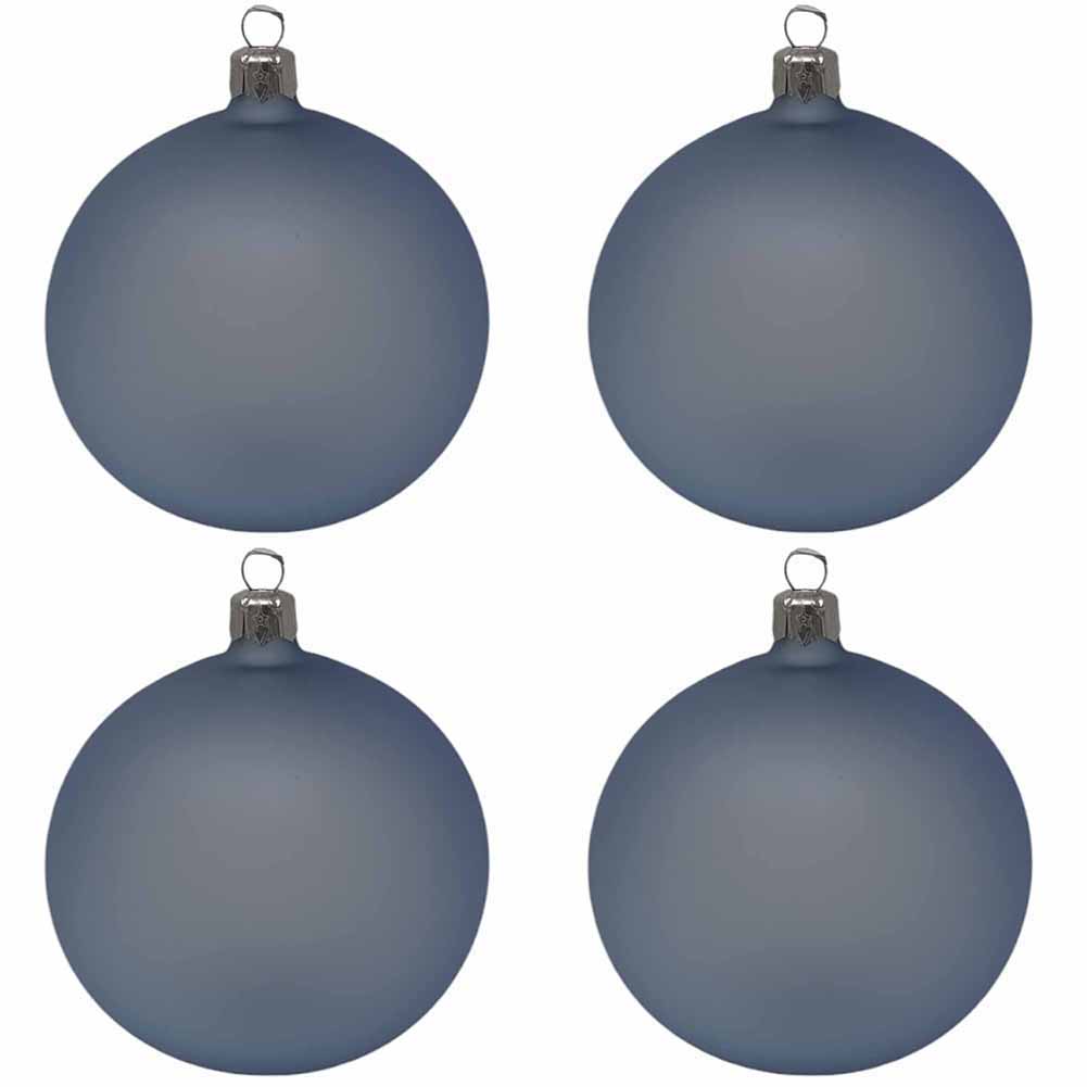 Confezione di 4 palline di Natale in vetro cielo invernale traslucido opaco10cm 1