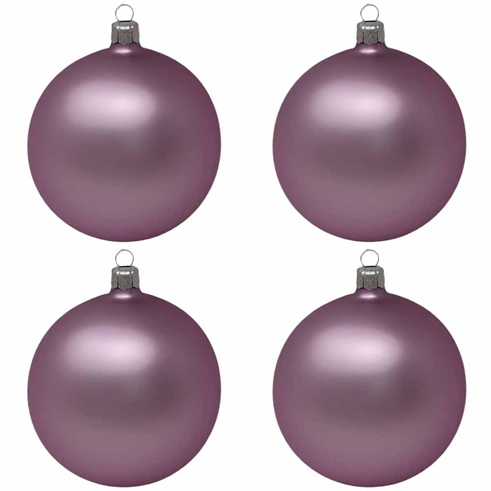 Confezione di 4 palline di Natale in vetro lilla opaco 10cm 1
