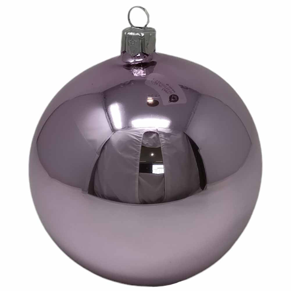 Confezione di 6 palline di Natale in vetro lilla lucido 6cm 2