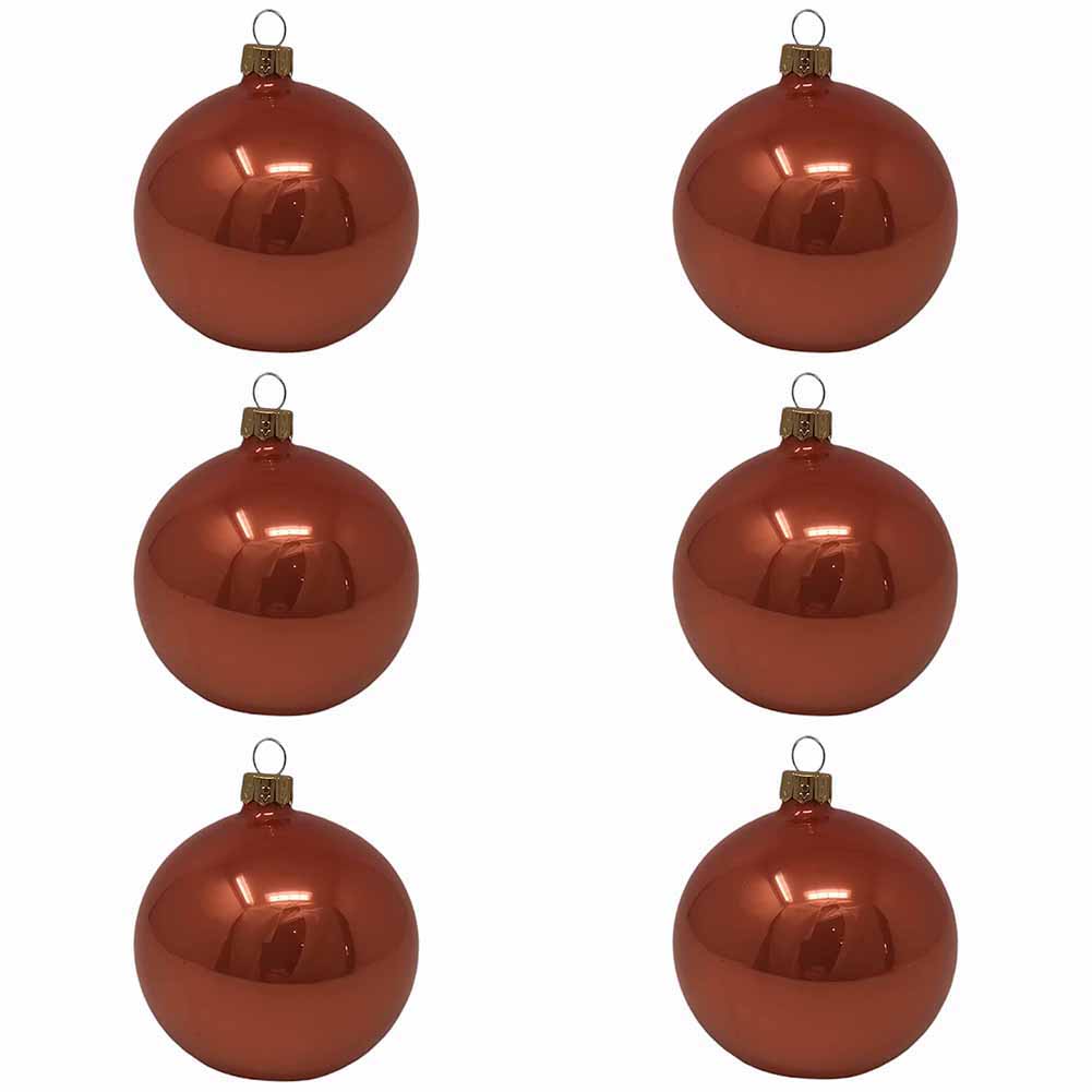 Confezione di 6 palline di Natale in vetro zucca smaltato 6cm 1
