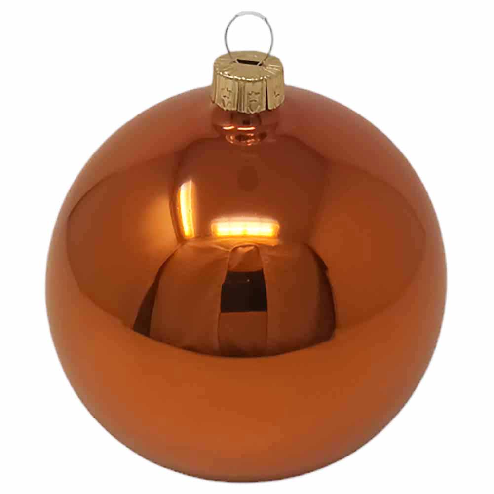 Confezione di 6 palline di Natale in vetro arancio lucido 6cm 2