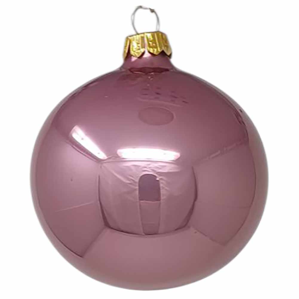 Confezione di 6 palline di Natale in vetro malva smaltato 6cm 2