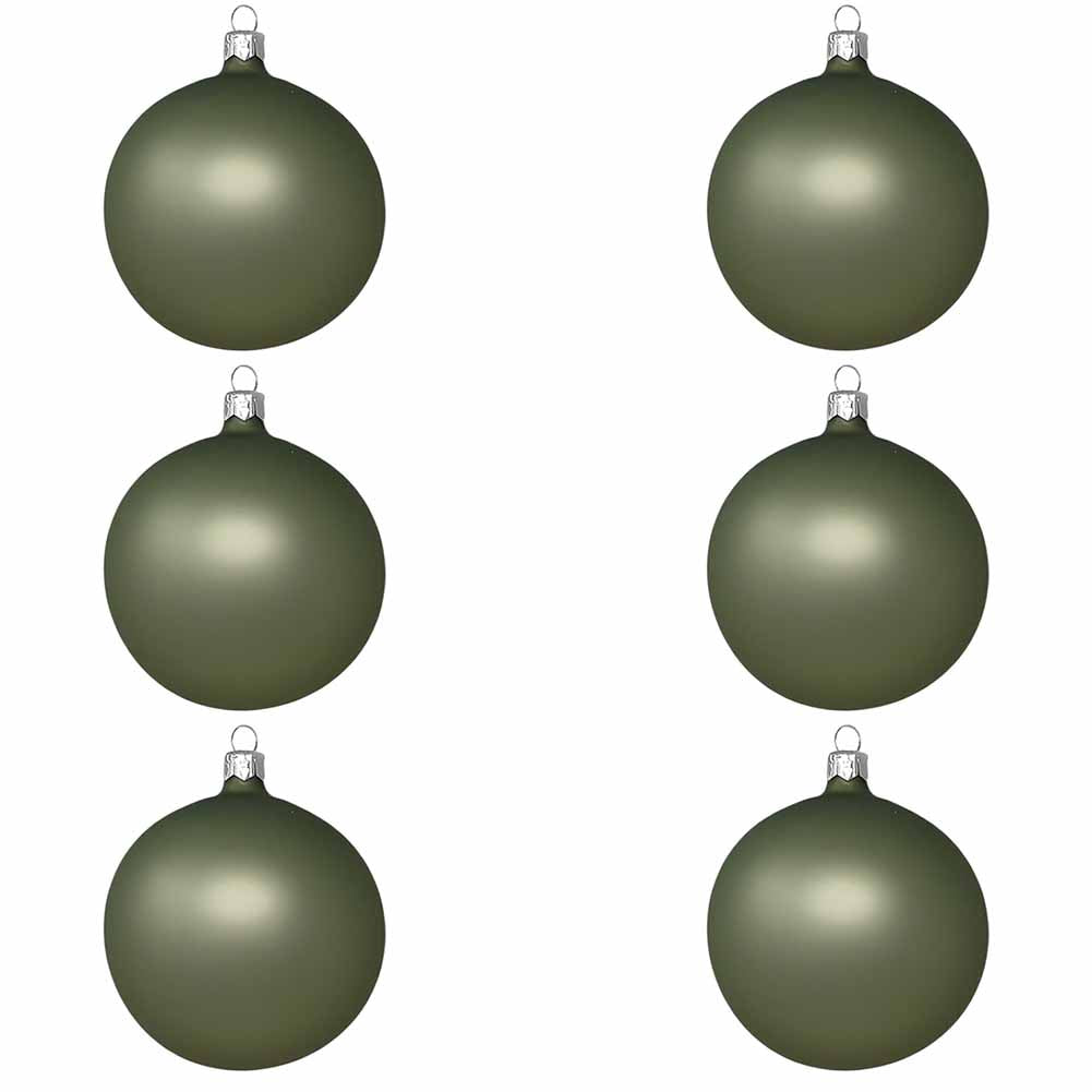 Confezione di 6 palline di Natale in vetro verde rosmarino opaco 7cm 1