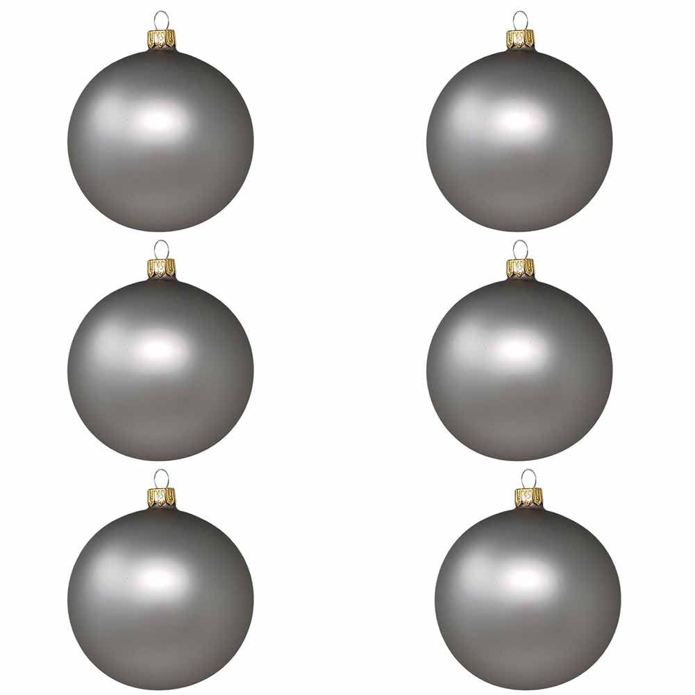 Confezione di 6 palline di Natale in vetro grigio opaco 7cm 1