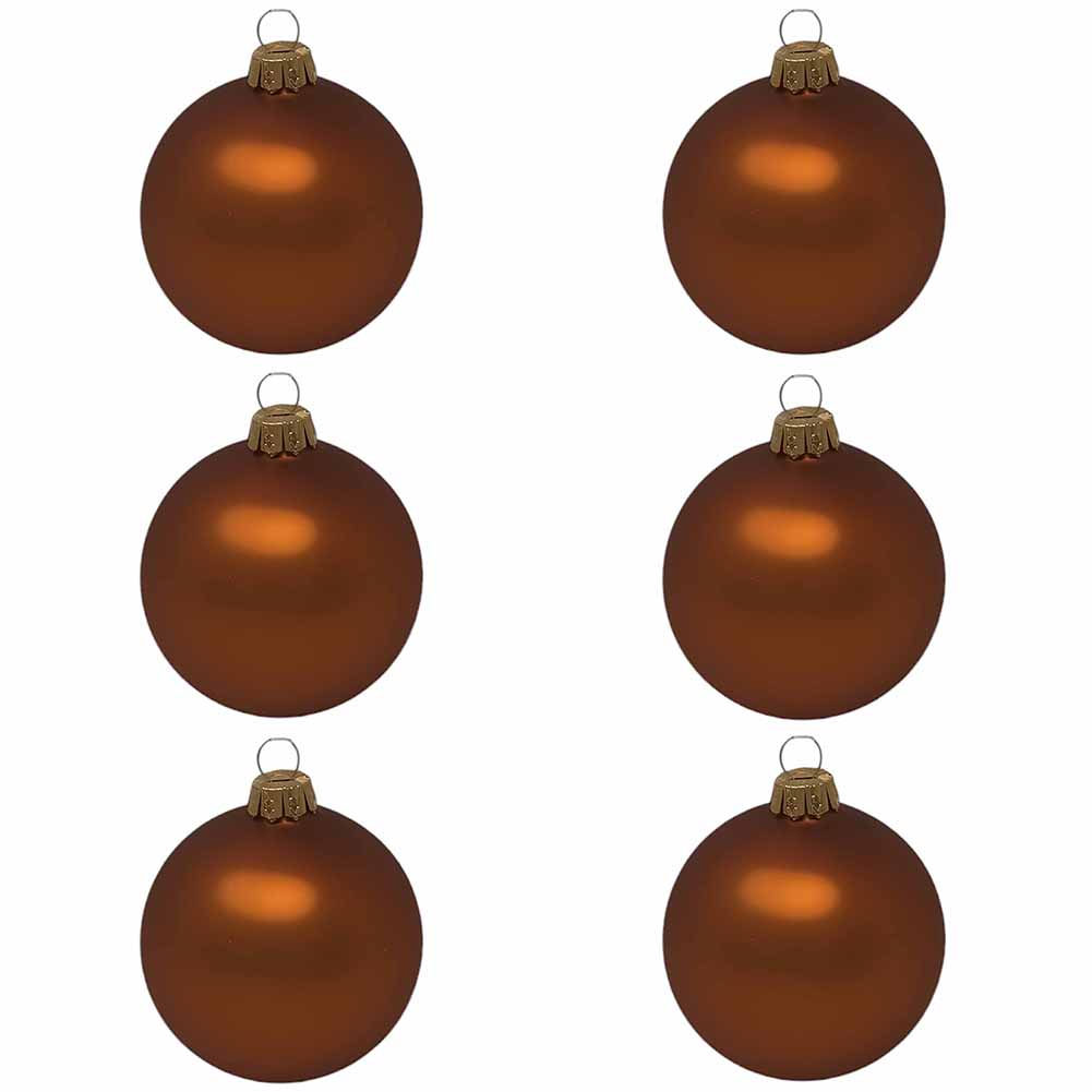 Confezione di 6 palline di Natale in vetro arancio opaco 7cm 1