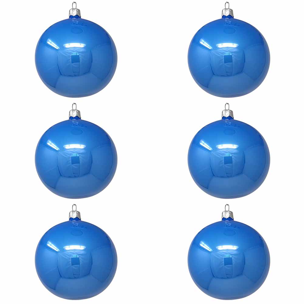 Confezione di 6 palline di Natale in vetro cielo smaltato 7cm 1
