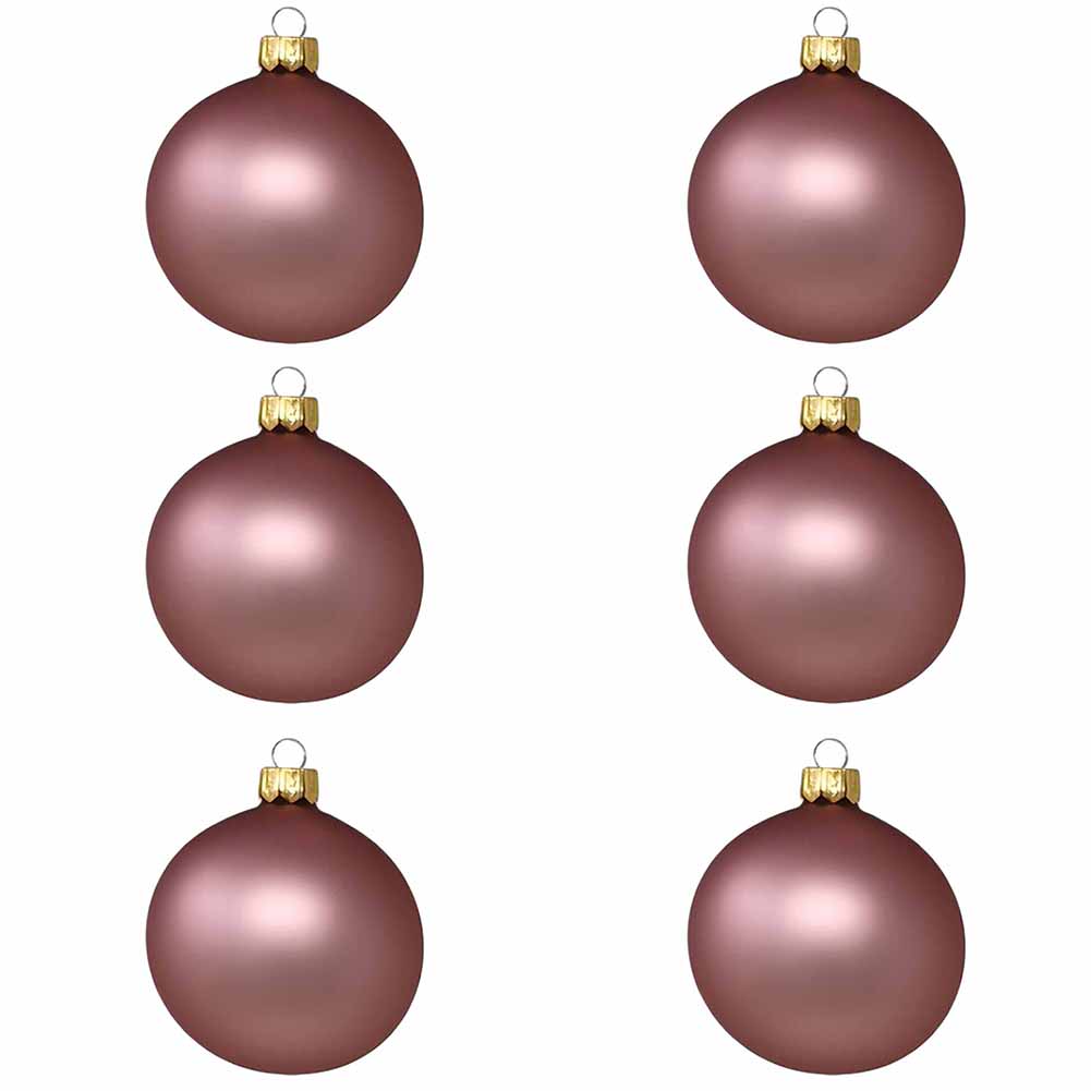 Confezione di 6 palline di Natale in vetro malva opaco 7cm 1