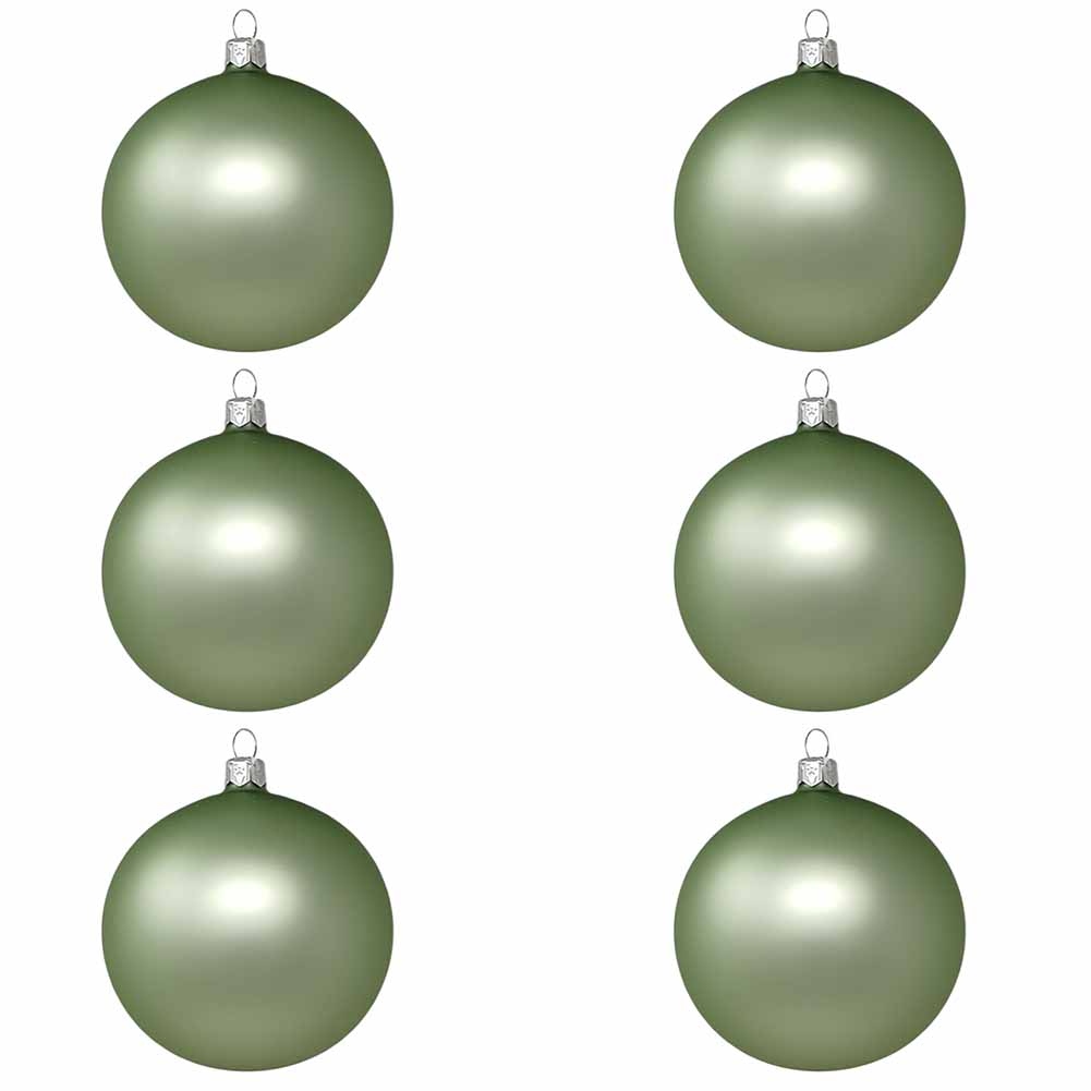 Confezione di 6 palline di Natale in vetro verde vischio opaco 7cm 1