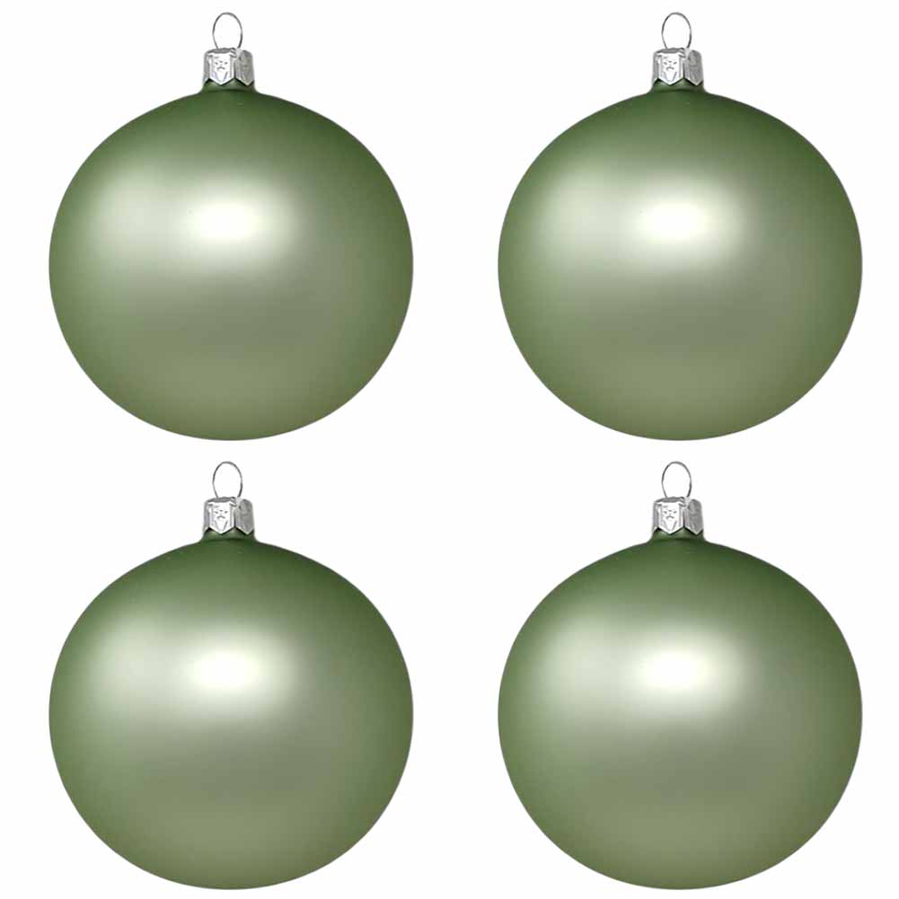 Confezione di 4 palline di Natale in vetro verde vischio opaco 10cm 1