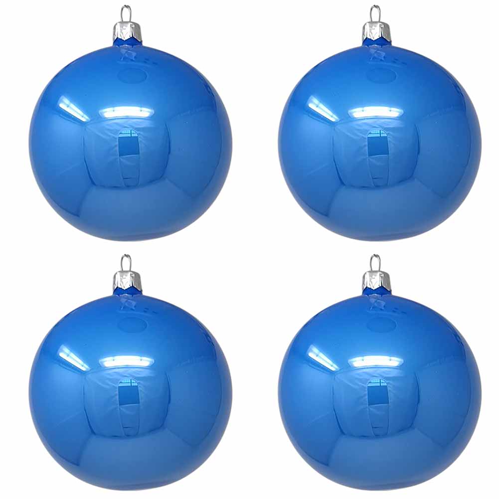 Confezione di 4 palline di Natale in vetro cielo smaltato 10cm 1