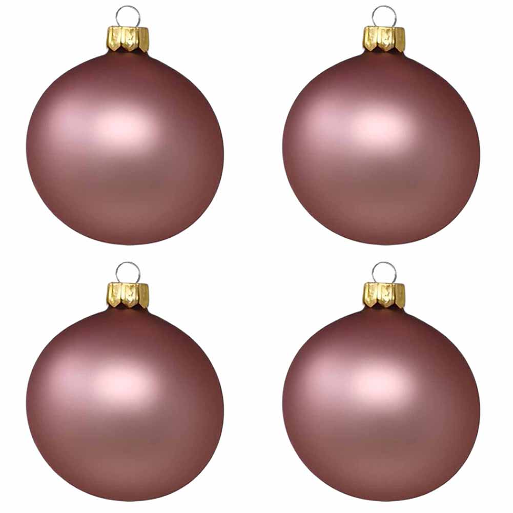 Confezione di 4 palline di Natale in vetro malva opaco 10cm 1