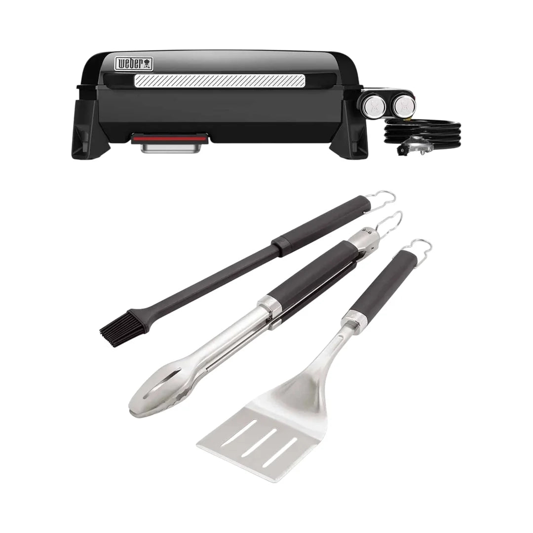 Weber SLATE GP 56 cm piastra premium con kit 3 posate in acciaio inox 1