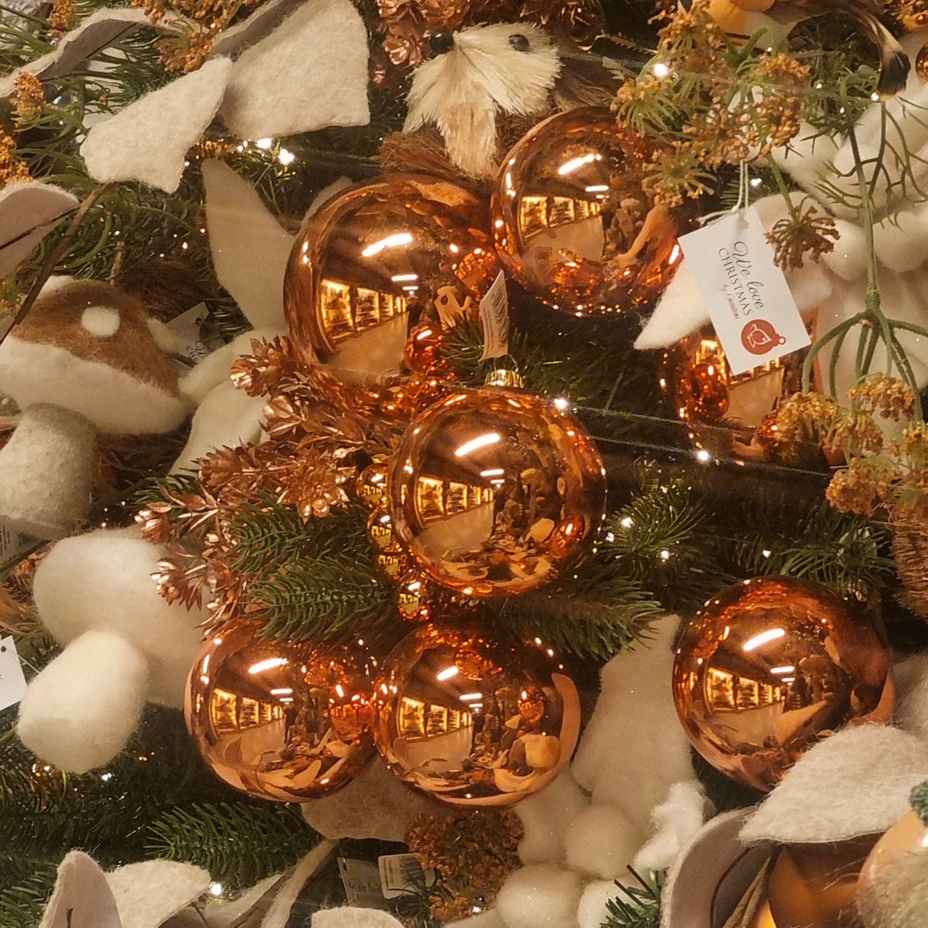 Confezione di 6 palline di Natale in vetro arancio lucido 8cm 3