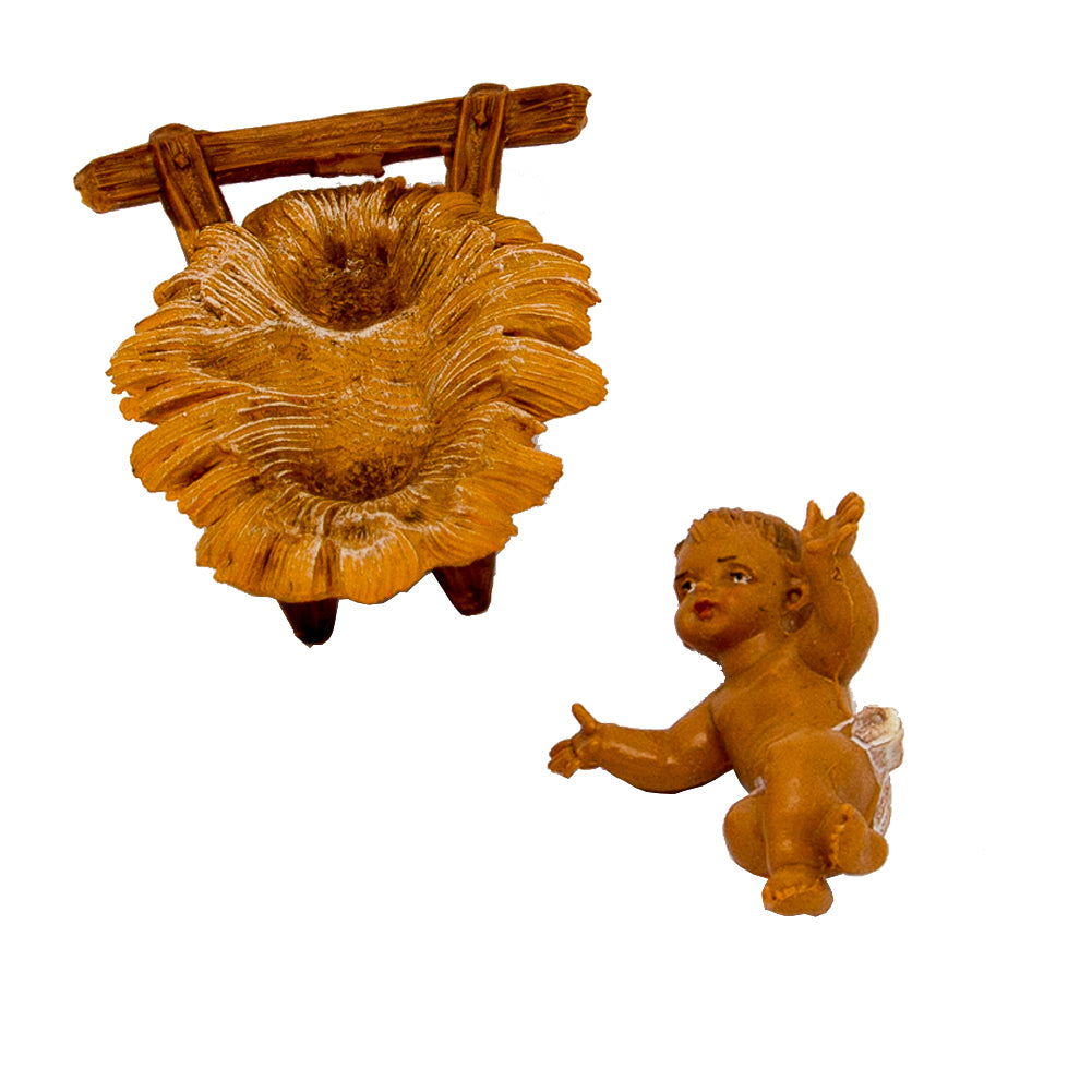 Statuine presepe Gesù Bambino con culla Categoria Categoria 10cm Fontanini (cod.08) 1