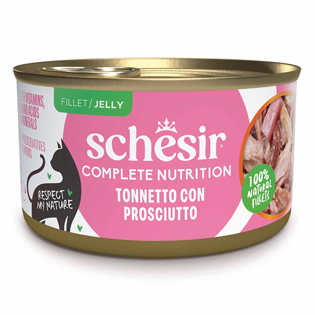 Schesir Complete Nutrition Tonnetto con prosciutto lattina 85g jelly