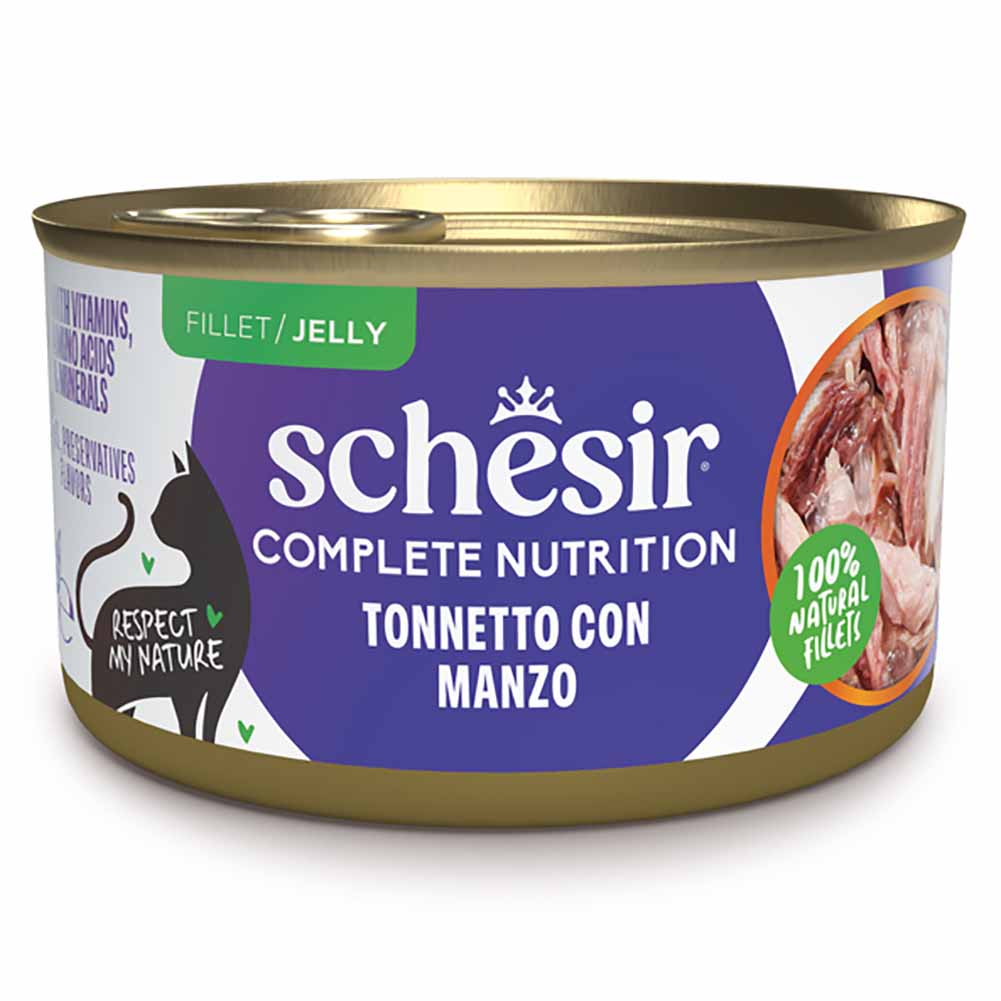 Schesir Complete Nutrition Tonnetto con manzo lattina 85g jelly