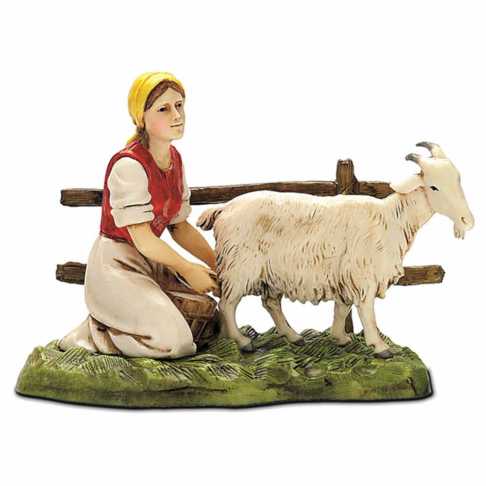 Statuina Presepe Mestieri Donna con Capra 10 cm Moranduzzo 1
