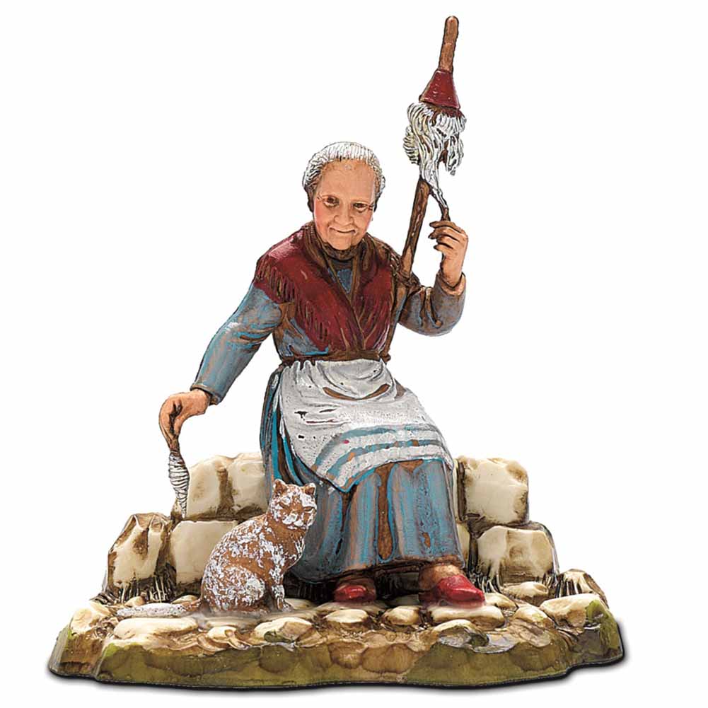 Statuina Presepe Filatrice Seduta 10 cm Moranduzzo 1