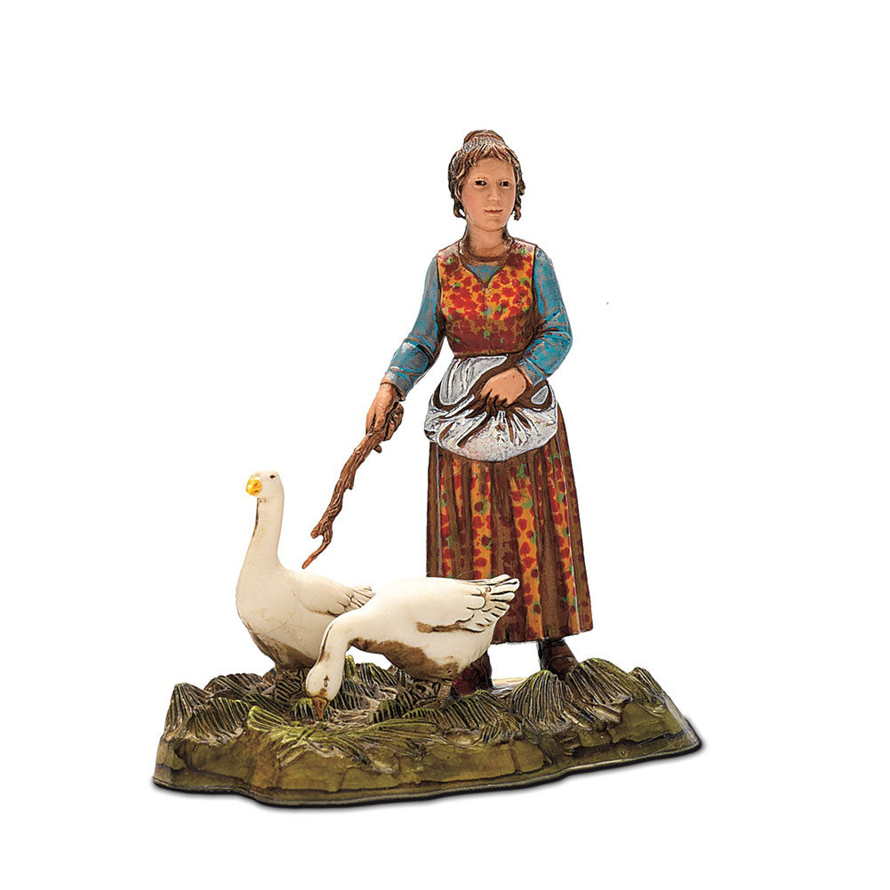 Statuina Presepe Mestieri Donna con Oca 10 cm Moranduzzo 1