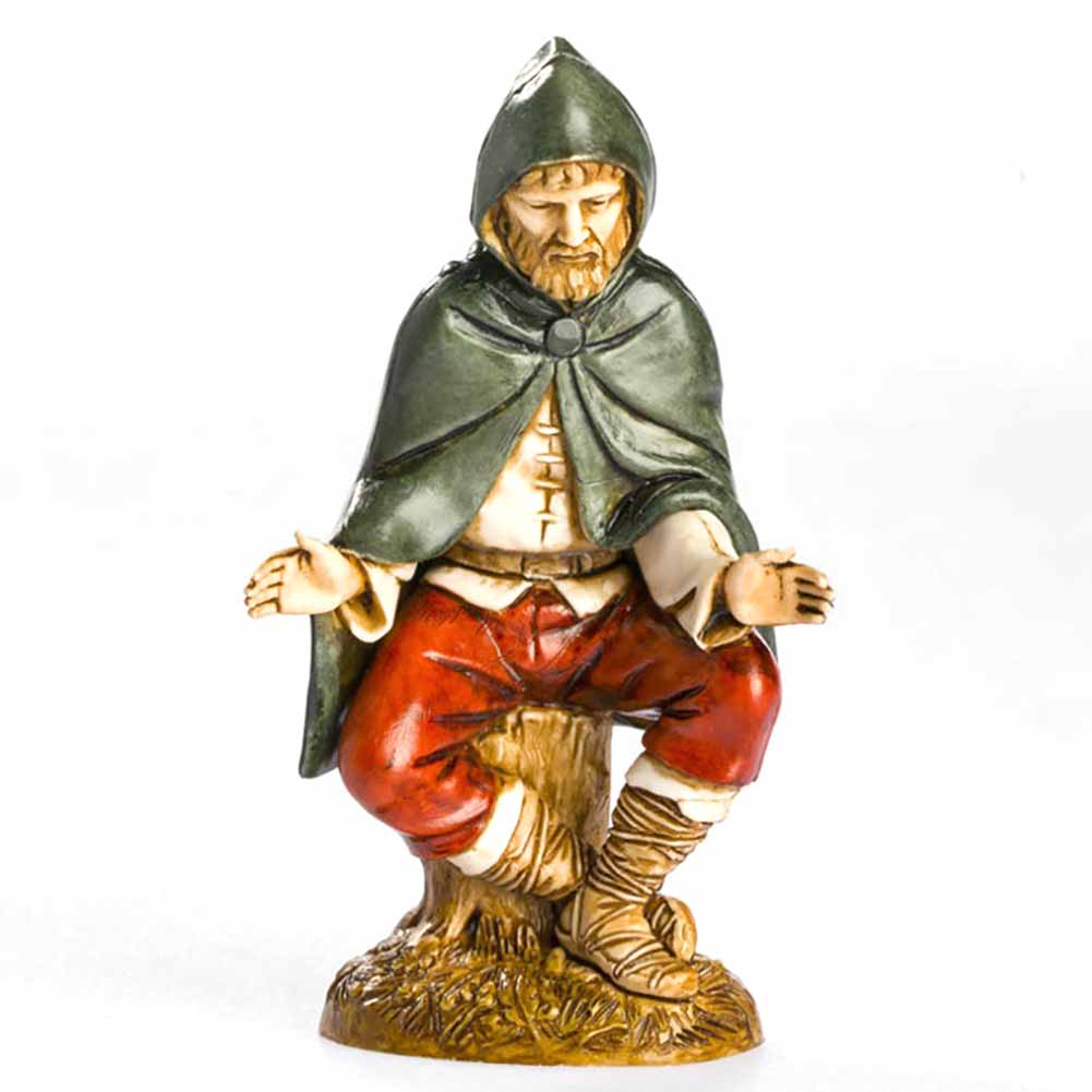 Statuina Presepe Pastore Seduto sul Tronco 12 cm Moranduzzo 1