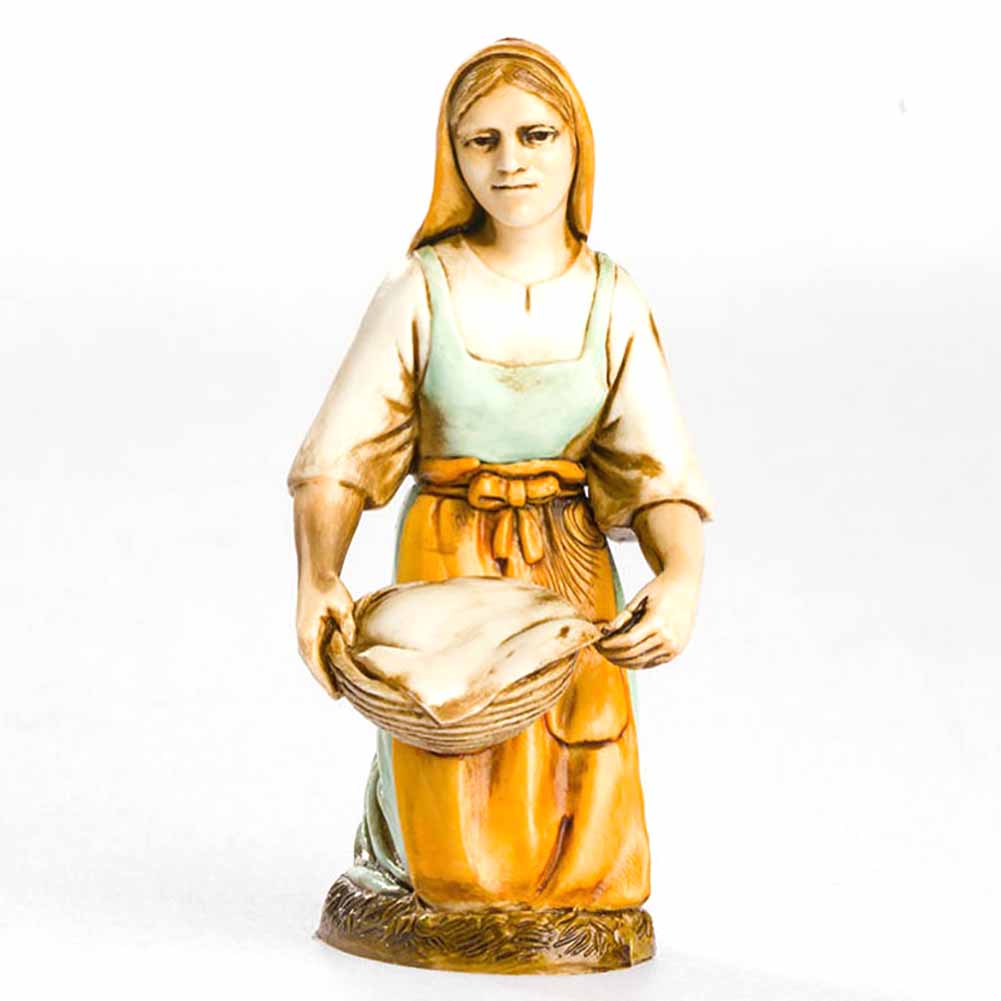 Statuina Presepe Donna Inginocchiata con Panni 12 cm Moranduzzo 1