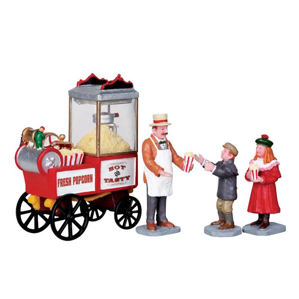 Popcorn Seller set of 4 Caddington Village Lemax Cod 02832 1
