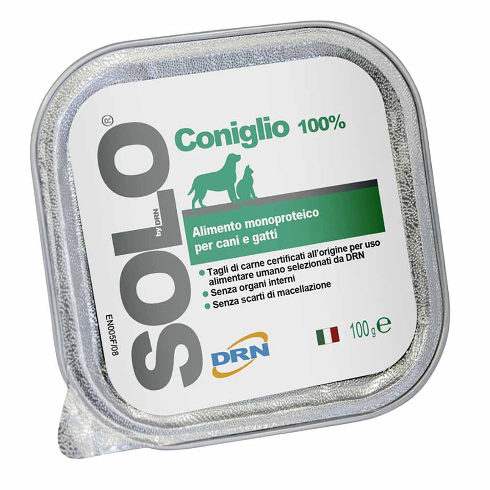 Alimento Monoproteico DRN Solo Coniglio per Cani e Gatti 100g 1