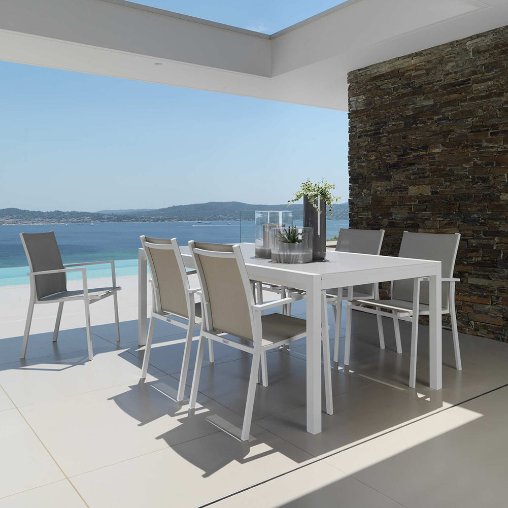 Sedia con braccioli Maiorca Bianco Tortora Talenti 4