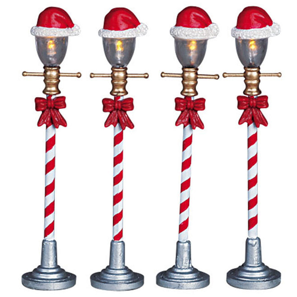 Santa hat street lamp set of 4 Santa's Wonderland Lemax Cod 64472 1