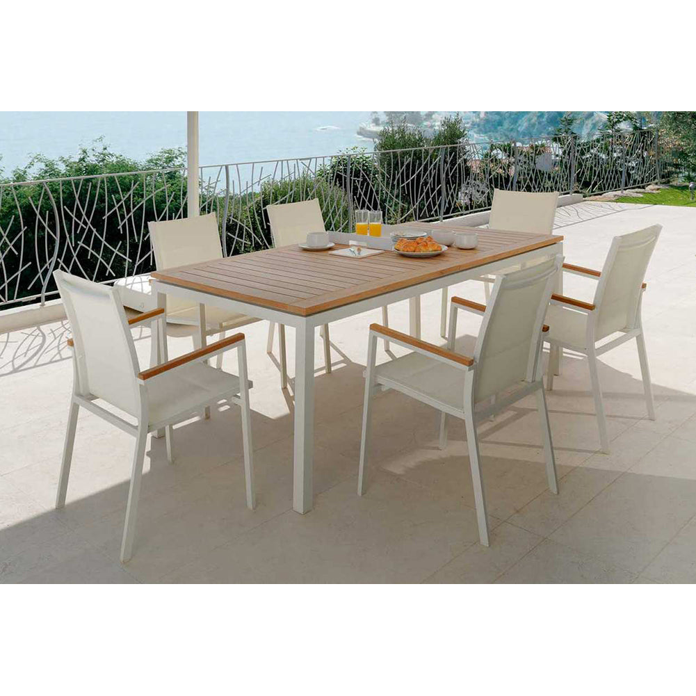 Tavolo allungabile Timber Bianco e teak 200/280x100cm Talenti 4