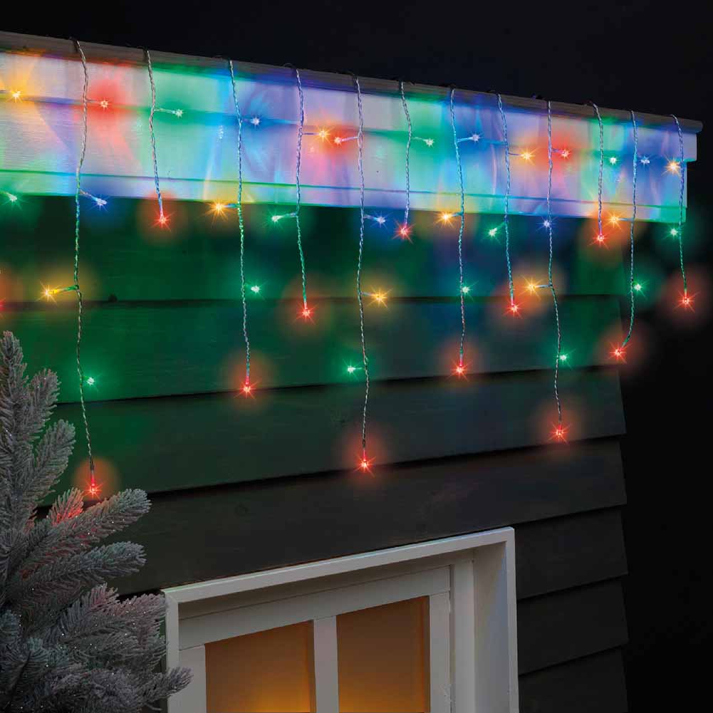 Tenda luminosa Stalattiti Icicle 175 Led multicolor filo trasparente con giochi di luce 750xh50cm 3