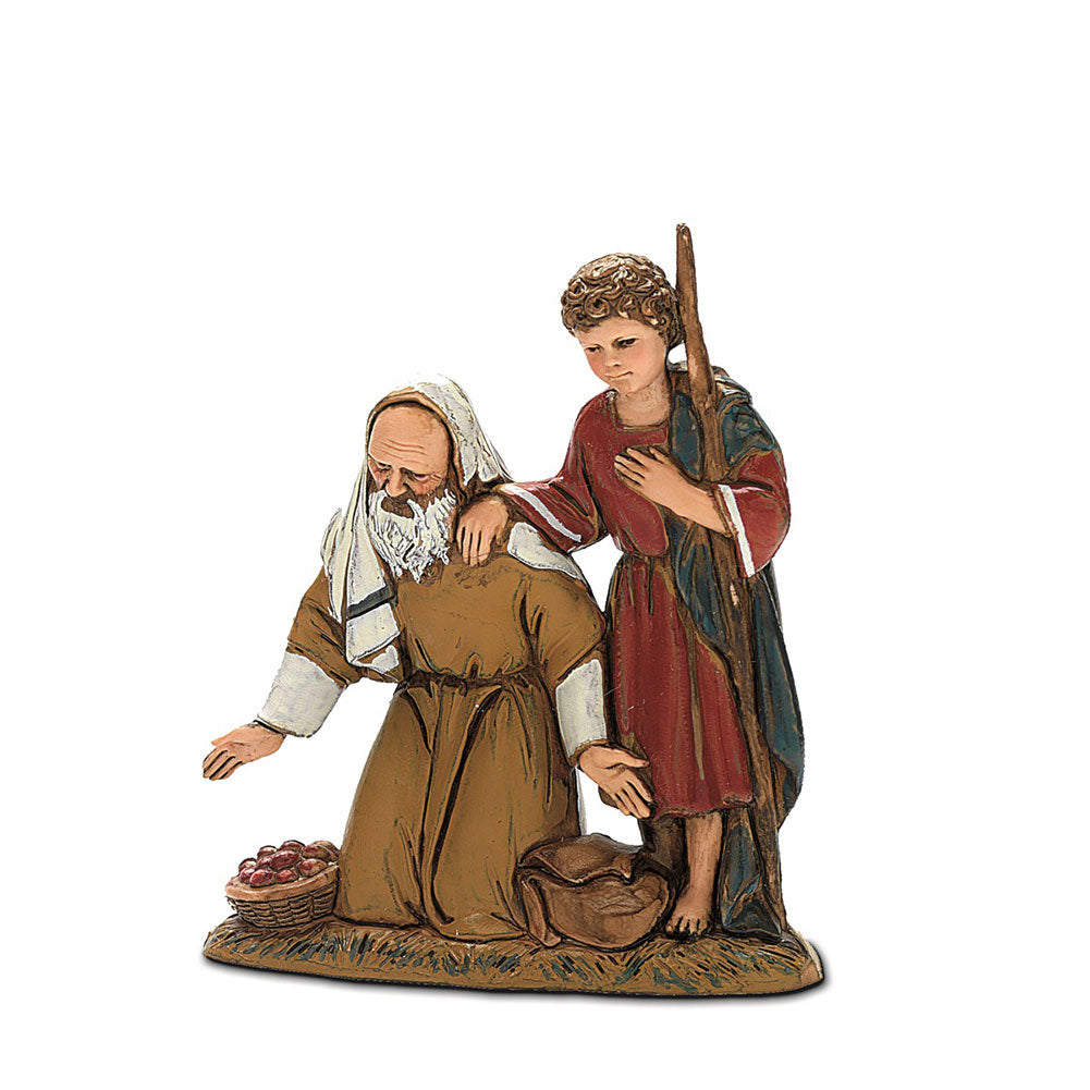 Statuina Presepe Inginocchiato con Bimbo 10 cm Moranduzzo 1